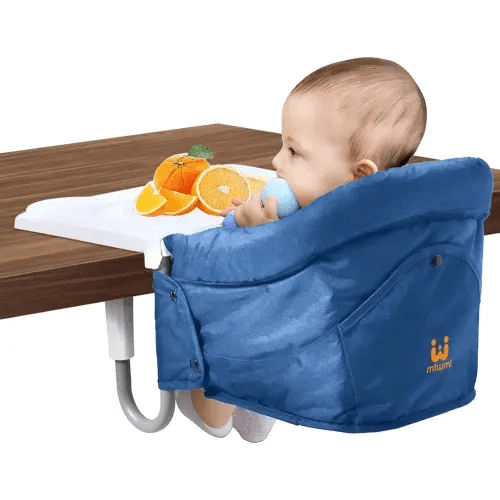 MTWML Hook On High Chair with Tray,Portable Baby High Chair That Attaches to Table,Clip On Fast Table High Chair for Babies and Toddlers.Baby Feeding Seat for Table and Counter to Travel (Pure-Blue)