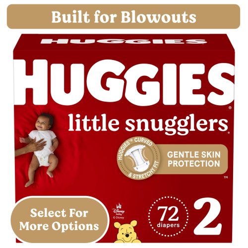 Huggies Little Snugglers Diapers, Size 2 (12-18 lbs), 72 Ct, Leak-Free, Hypoallergenic