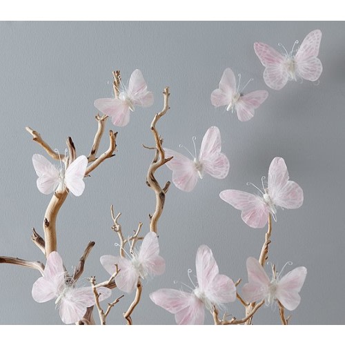 Pink Feather Butterflies Set | Kids Wall Decor | Pottery Barn Kids