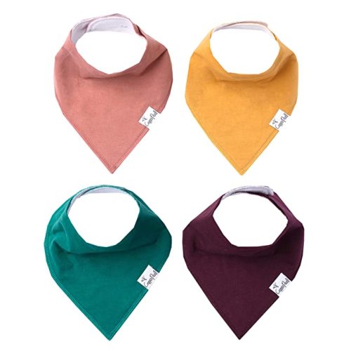 Copper Pearl Baby Bandana Bibs - 4 Pack Soft Cotton Baby Bibs for Drooling and Teething, Absorbent Drool Bibs for Baby Girl and Boy, Adjustable to Fit Newborns to Toddlers, Tons of Styles (Jade)
