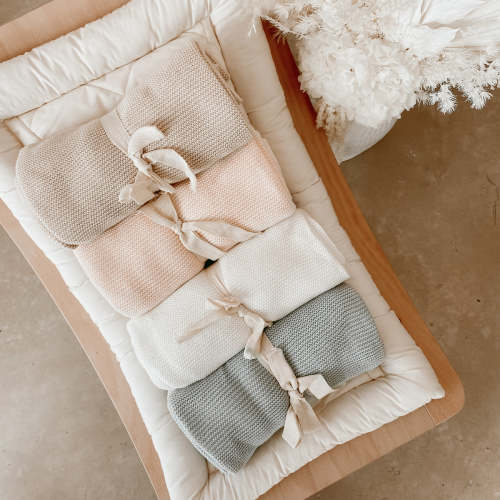 Heirloom Classic Knit Blanket - 100% Cotton- Color Toffee