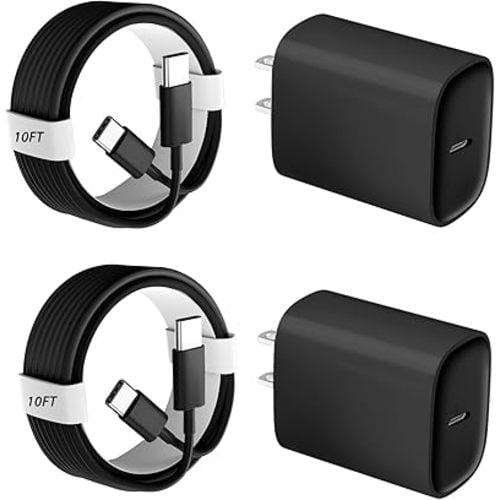 Phone 16 15 Pro Charger Fast Charging, 20W USB C Charger Block with 10ft Long USB C Charging Cable Cord for Phone 16/16 Pro/16 Pro Max/16 Plus/15/15 Pro/15 Pro Max/15 Plus, i-Pad, Galaxy S24-Black