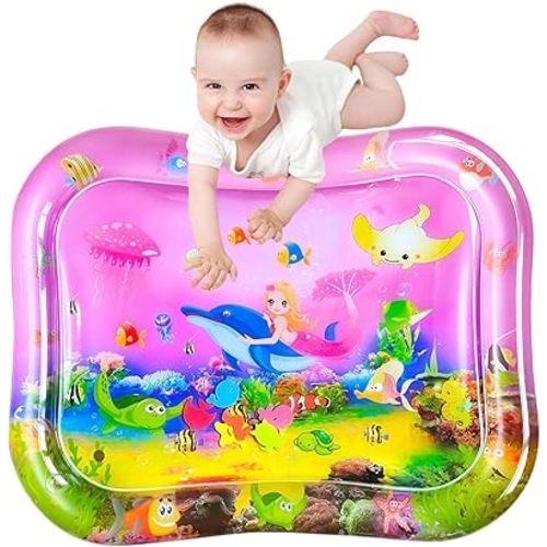 ZHUYNXIR Extra Big Infant Toys, Tummy time Toys, Baby Pink Water Play mat, Fun Early Development Activity Play Center for Newborn,Mermaid Pink 39.5x31.5 in.