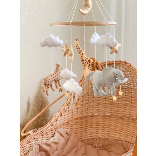 safari crib mobile,baby mobile neutral,  jungle mobile, safari animals giraffe, lion, elephant and leopard baby shower gift
