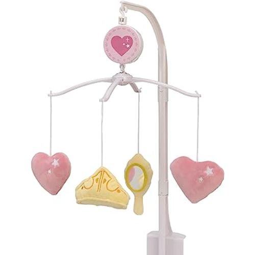 Disney Make A Wish Princess Pink and Gold Hearts, Crown, and Mirror Musical Mobile