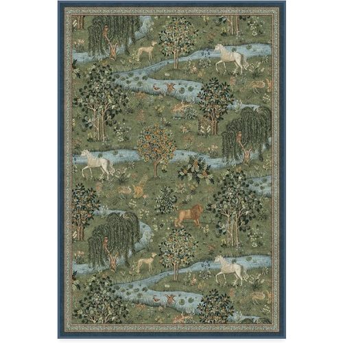 RUGGABLE x Morris & Co Washable Area Rug – Owl & Willow Green 4x6, Stain-Resistant, Non-Slip with Cushioned Pad – Medium Machine Washable Rugs for Living Room, Bedroom, Hallway, Entryway & Office
