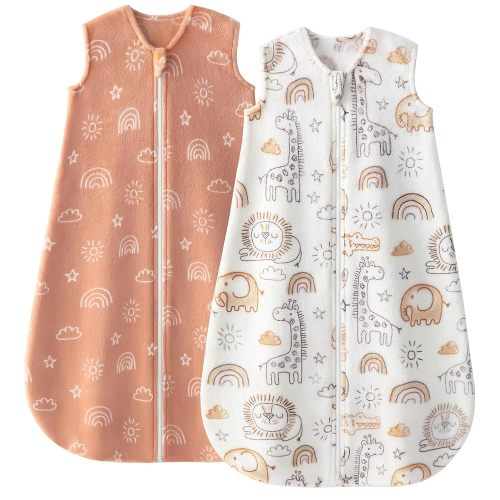 Yoofoss Fleece Baby Sleep Sack 2 Pack 1.5 Tog Baby Wearable Blanket with 2-Way Zipper