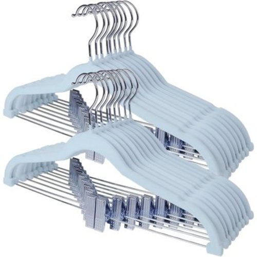 18 Pack Baby Hangers, Clothes Hangers with Movable Clips, Non-Slip Kids Hangers for Infant/Toddler Blue, Bule