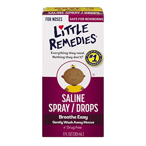 Little Remedies Saline Spray and Drops | Safe for Newborns | 1 Fl Oz | Pack of 4