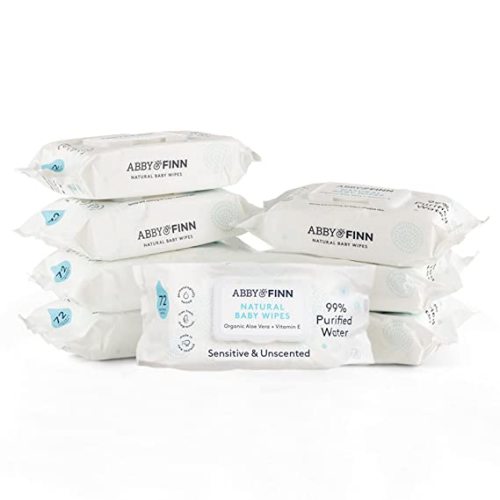 Baby Wipes by ABBY&FINN, Natural, Sensitive Water Based Baby Diaper Wipes, Unscented, 8 Pop-Top Packs (576 Total Wipes)