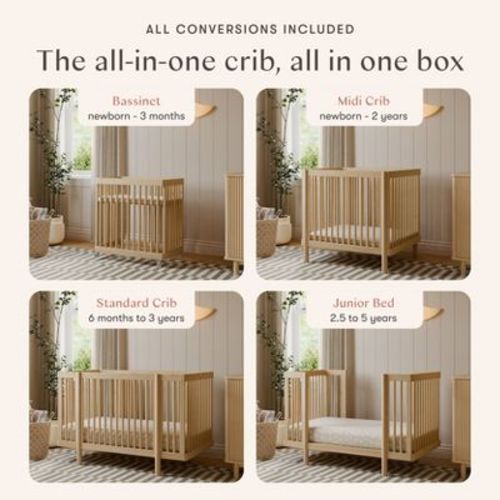 Babyletto Pogo 8-in-1 Convertible Crib with All-Stages Conversion Kits - Blonde