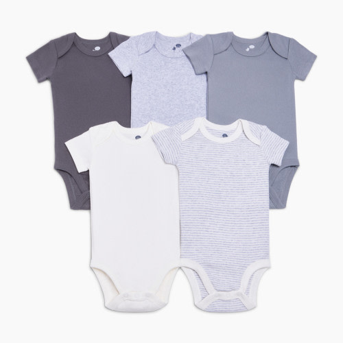 Small Story Short Sleeve Bodysuit Solid (5 Pack) - Grey, 0-3 M