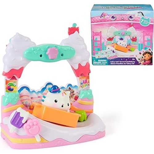 Gabby's Dollhouse: The Movie, Cakey Cat's Sweet Treat Balcony with Toy Figure & Dollhouse Accessories, Kids Toys for Girls & Boys Ages 3 and Up
