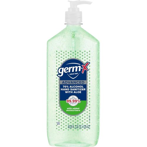 Germ-X Advanced Hand Sanitizer with Aloe and Vitamin E, Non-Drying Moisturizing Gel, Instant and No Rinse Formula, Pump Bottle, 1 Liter