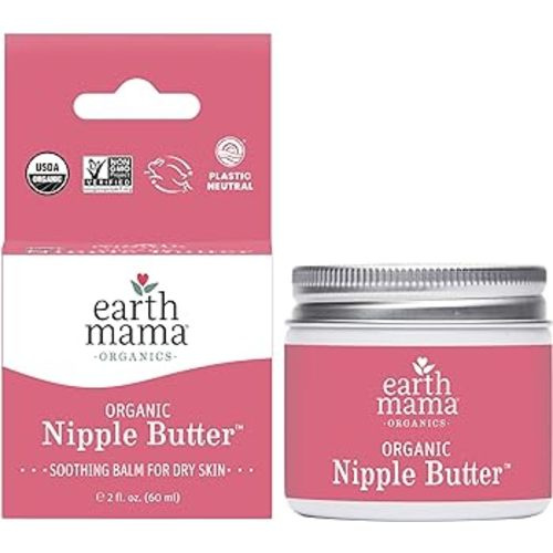 Organic Nipple Butter™ Breastfeeding Cream by Earth Mama | Lanolin-free, Postpartum Essentials Safe for Nursing, Non-GMO Project Verified, 2-Fluid Ounce