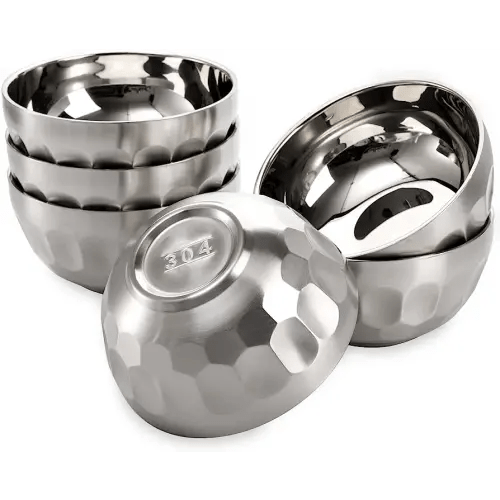 Okllen 6 Pack 18/8 Stainless Steel Bowl Set, 15 Oz Non-slip Snack Bowls Double-walled Insulated Soup Bowl, Dinner Serving Bowls Dessert Bowls