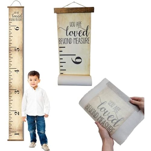 Canvas Growth Chart for Wall Nursery Decor - Gender Neutral Growth Chart for Kids - Ready to Hang Kids Height Wall Chart - Height Chart for Kids - Kids Growth Chart Wall Hanging - Growth Chart Canvas