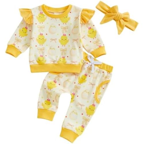 Newborn Baby Girl Clothes Daisy Outfit Long Sleeve Sweashirt Tees Tops Pants Infant Toddler Girl Fall Winter Clothes