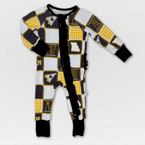 Missouri Quilted College Zip-Up Ruffled Bamboo Pajama