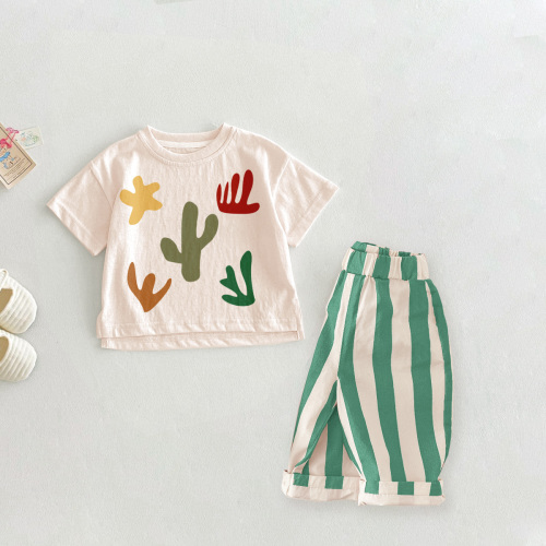 Baby 2-Piece Cactus Silhouette Casual Pants Set