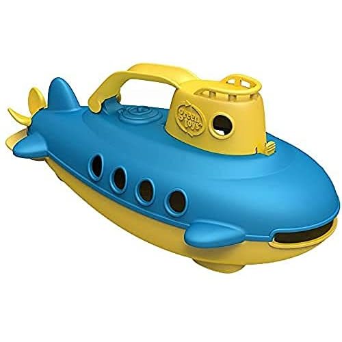 Green Toys Submarine in Yellow & blue - BPA Free, Phthalate Free, Bath Toy with Spinning Rear Propeller. Safe Toys for Toddlers, Babies