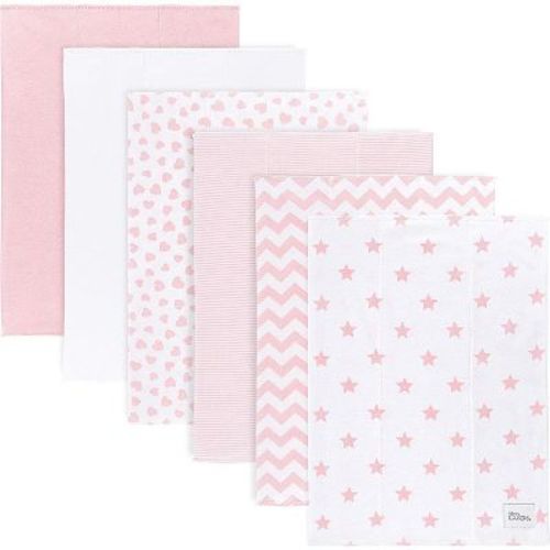 Burp Cloths 100% Cotton Washcloths For Boys And Girls By Comfy Cubs (pink Pattern, Pack Of 6)