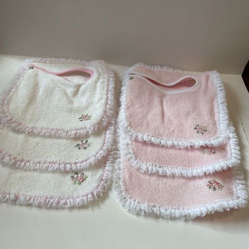 Lot Of 6 Vintage Pink Dee Givens & Co Bibs New Old Stock