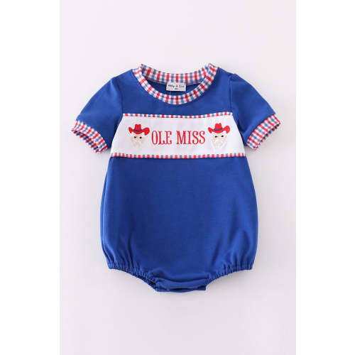 Blue ole miss embroidery boy bubble – HoneyBean