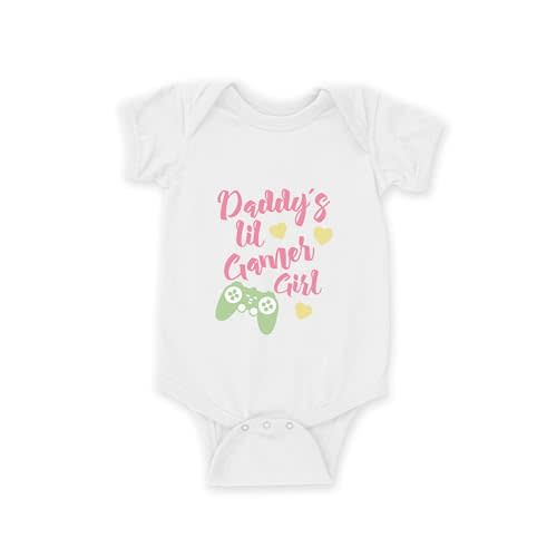 EGDKids Daddy´s Lil Gamer Girl I Style and Comfort for Your Baby I Unisex Short Sleeve White Baby Body Suit I Multiple Sizes