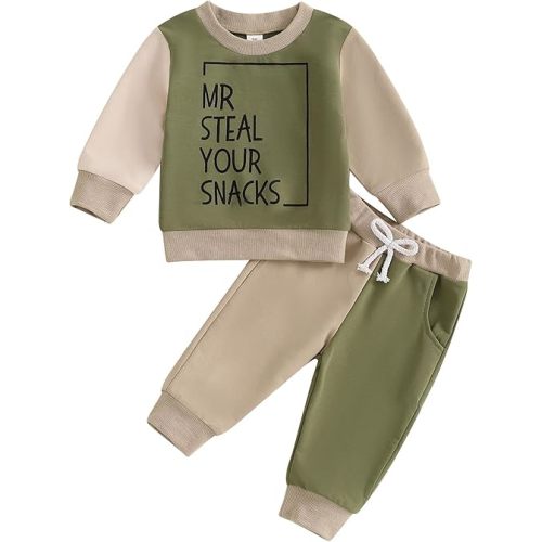 Toddler Baby Boy Fall Clothes Letter Print Long Sleeve Sweatshirt Elastic Pants Cute Kids Winter Outfits