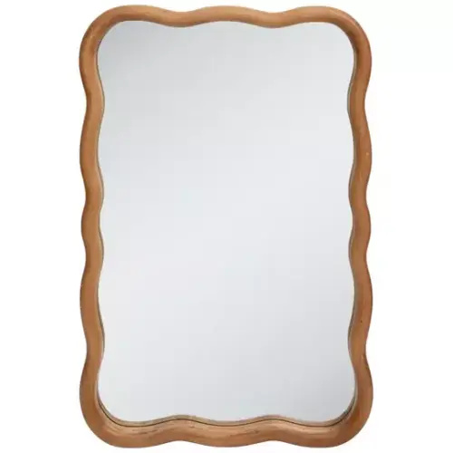 Brown Rectangle Wavy Wall Mirror