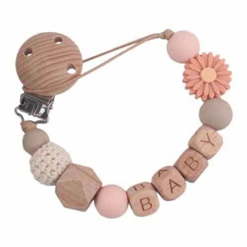Uehau Flower Pacifier Clip Silicone Bead Pacifier Clip For Baby Girls And Boys With Birthday Present Lollipop Beadless Silicone Pacifier Clip Baby Pacifier Clip Silicone Wood