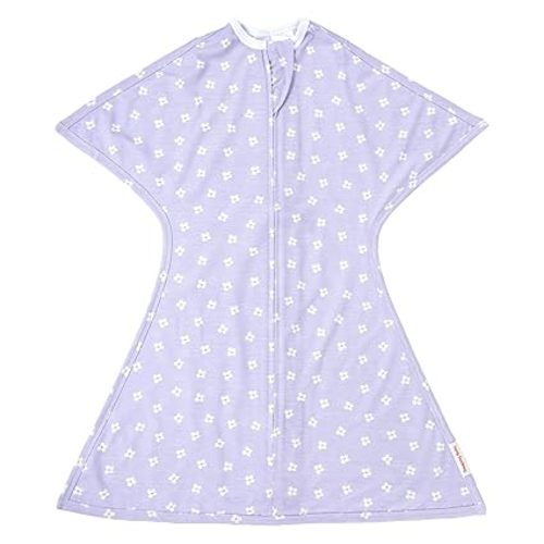 SleepingBaby Zipadee-Zip Transition Swaddle - Cozy Baby Swaddle Blanket with Zipper Convenience - Roomy Wearable Blanket for Easy Diaper Changes - Paperwhite Flowers, X-Small (3-6 Month)