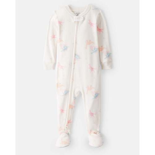 Baby Girl Dinosaur Print 100% Cotton Long-Sleeve 2-Way Zip 1-Piece Pajamas - White - Carter's | Carter's