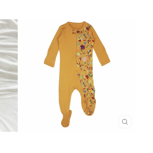 Organic Embroidered Zipper Footie in Tangerine Floral – L'ovedbaby (0-3mo)