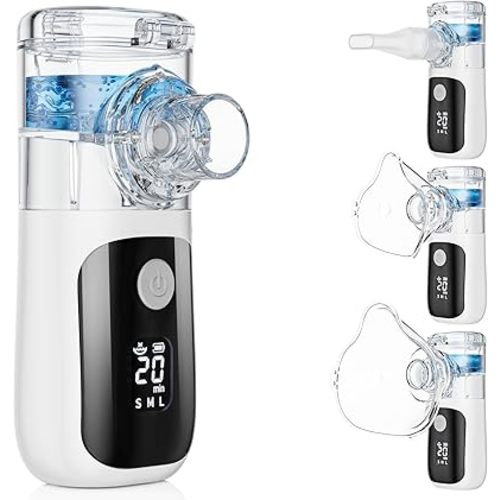 Mesh Nebulizer for Adults and Kids, Handheld Mesh Nebulizer Machine for Home Travel Use, USB-C Rechargeable Advanced Digital Display Nebulizer with Adjustable Mist and Self-Cleaning