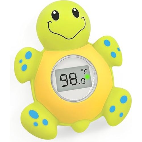Baby Bath Thermometer Floating Toy, Baby Safety Tub Temperature Water Thermometer, Bathing Toy for Swimming Pool - Kid Toddler Baby Essentials for Newborn, Baby Shower Gifts for Mom (Turtle)