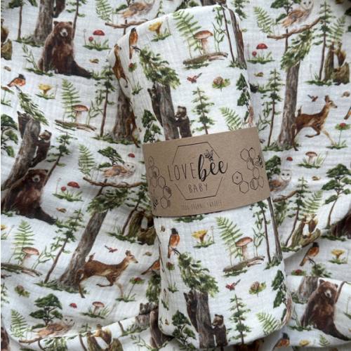 Woodland Bear Organic Double Gauze Swaddle | BRAND NEW