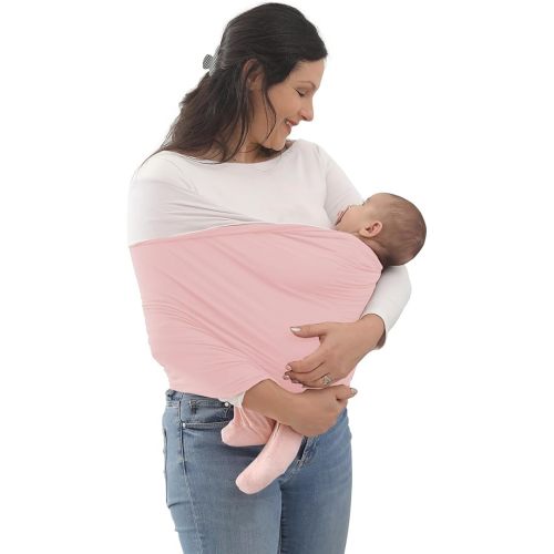 Baby Wrap Carrier, Perfect Baby Carrier Wrap Sling for Newborn and Infant up to 35 lbs. (Dusty Pink/Natural, M (S, M, L of Clothing Size))