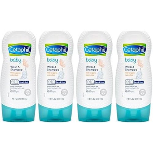 Cetaphil Baby Wash and Shampoo with Organic Calendula, 7.8 Ounce (Pack of 4)
