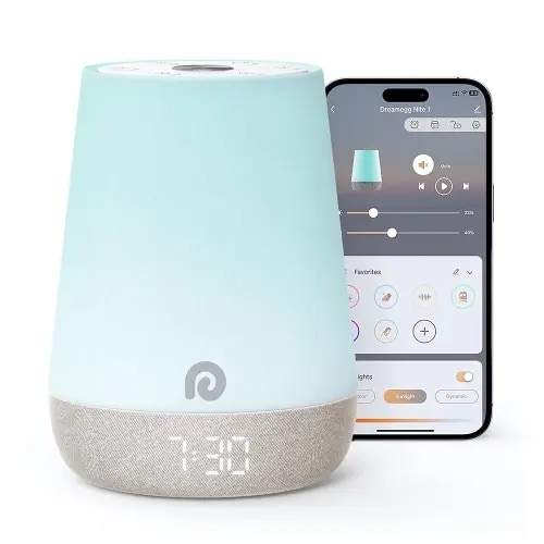 Dreamegg Sound Machine Baby - White Noise Machine for Baby Sleeping with Baby Nursery Night Light, 34 Soothing Sounds, Nap Timer, Smart Control, Alarm Clock for Baby Kids Gift - Baby Elephant Theme