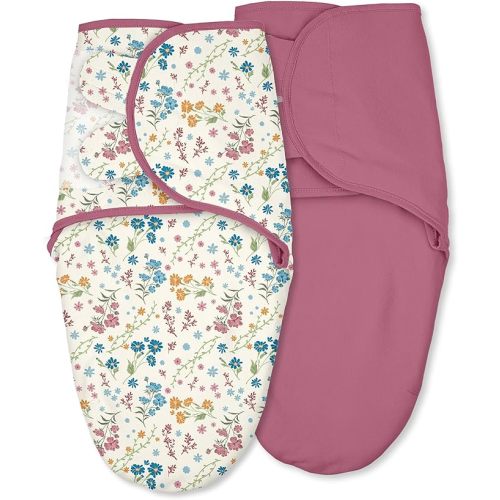Baby Swaddles for Newborn Organic Cotton,Soft & Snug Newborn Velcro Swaddle 0-3 Months Sleep Sack Helps Calm Startle Reflex, 2-Pack Wrap Nursery Swaddling Blankets Country Floral