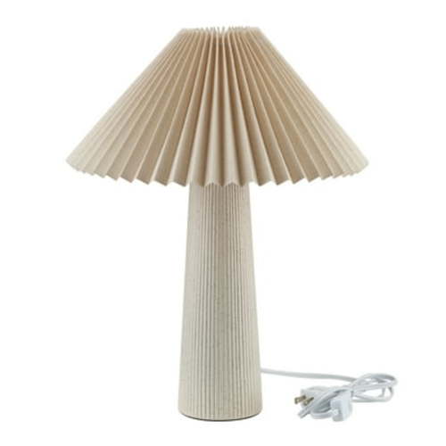 Home Decor Collection 18"in Ribbed Ceramic Table Lamp with Ivory Pleated Shade
