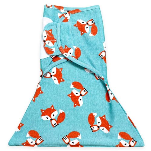 SleepingBaby Zippy Swaddle - Baby Swaddle Blanket with Convenient Bottom Zipper - Friendly Fox - Medium/Large