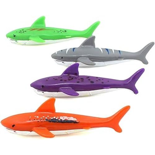 ZHFUYS Diving Pool Toy Underwater Swimming Throwing Diving Torpedo Shark,4 Pack