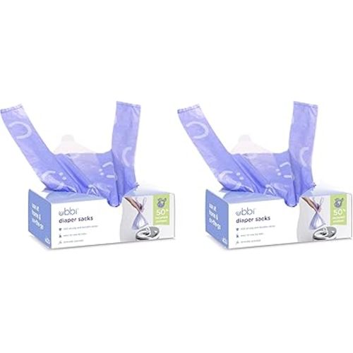 Ubbi Disposable Diaper Sacks, Lavender Scented, Easy-To-Tie Tabs, Diaper Disposal or Pet Waste Bags, 200 Count (Pack of 2)