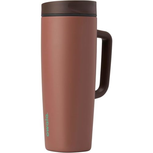 Owala SmoothSip Slider Stainless Steel Insulated Travel Mug with handle, 100% Leak Proof, For Hot and Cold Drinks, Travel Friendly with Sliding Lock Lid, 24 oz, BPA Free, Leak Proof, Cozy Cocoa
