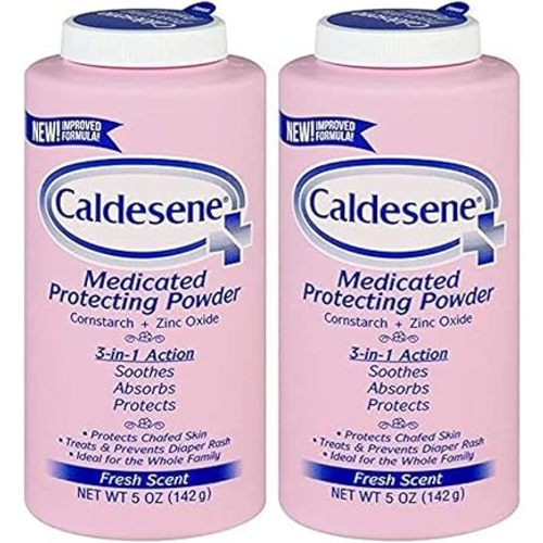 Caldesene Medicated Protecting Body Powder with Zinc Oxide and Cornstarch, Talc Free, 5 Oz (Pack of 2)