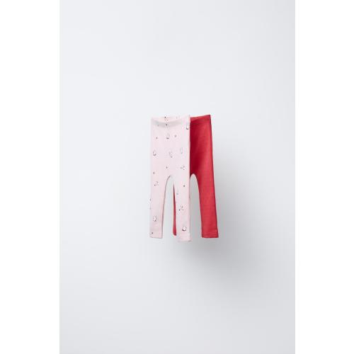 TWO-PACK POINTELLE PRINT LEGGINGS - Pink | ZARA United States