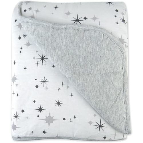 HonestBaby Light Weight Reversible Quilted Blanket 100% Organic Cotton for Infant Boys, Girls, Twinkle Star Lt G Heather, One Size